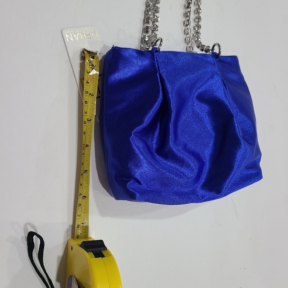 NWT Urban Expressions Blue Satin Chain Rinstones strap Women's Bag 7×6×2 in. - Picture 9 of 12